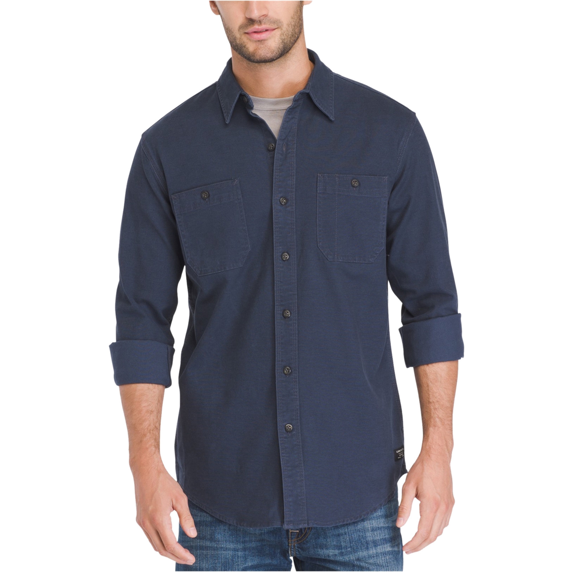 G.H. Bass \u0026 Co. Mens Utility Pocket Shirt Jacket, Blue, Medium